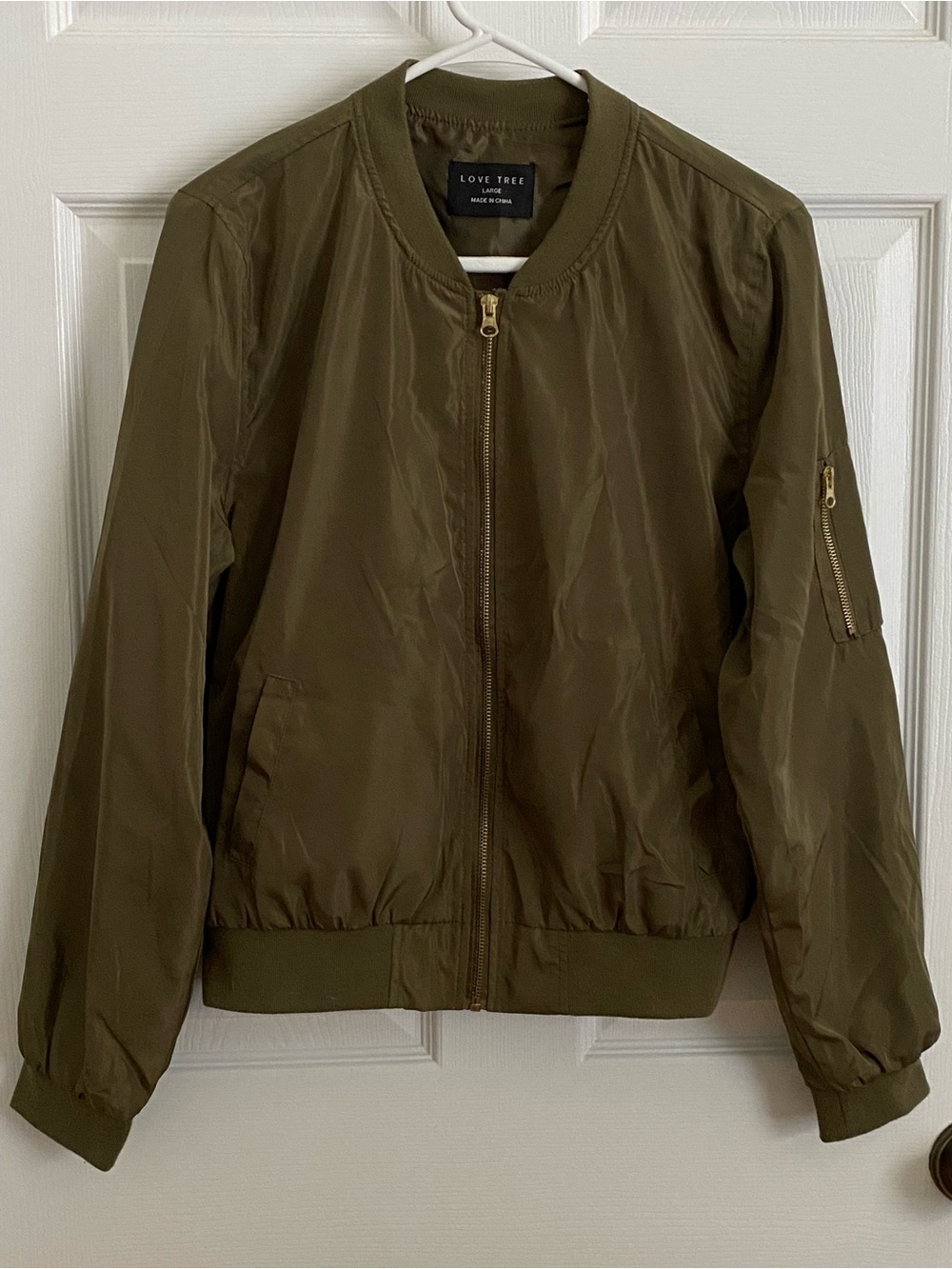 Love Tree Olive Green Lightweight Bomber Jacket – Size M